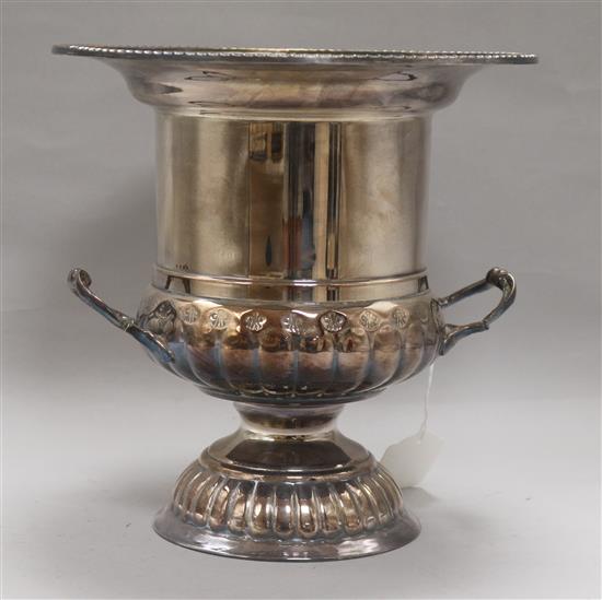 A plated two handled wine cooler, height 24.6cm.